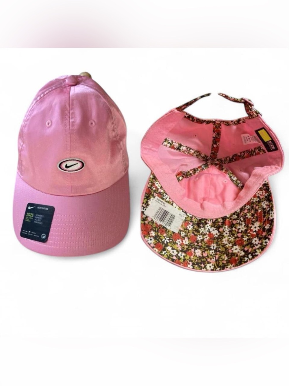 NWT Nike Heritage86 Pink Satin Baseball Cap/Floral Design & Embroidered Logo